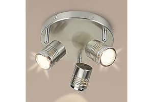 DINGLILIGHTING DLLT Industrial Directional Track Light Led, Indoor Round Ceiling Spot Lighting 3-Light for Living Room, Dining Room, Offices, Bedroom, Picture Wall, Kitchen, Warm Light, Gu10 Bulbs Included