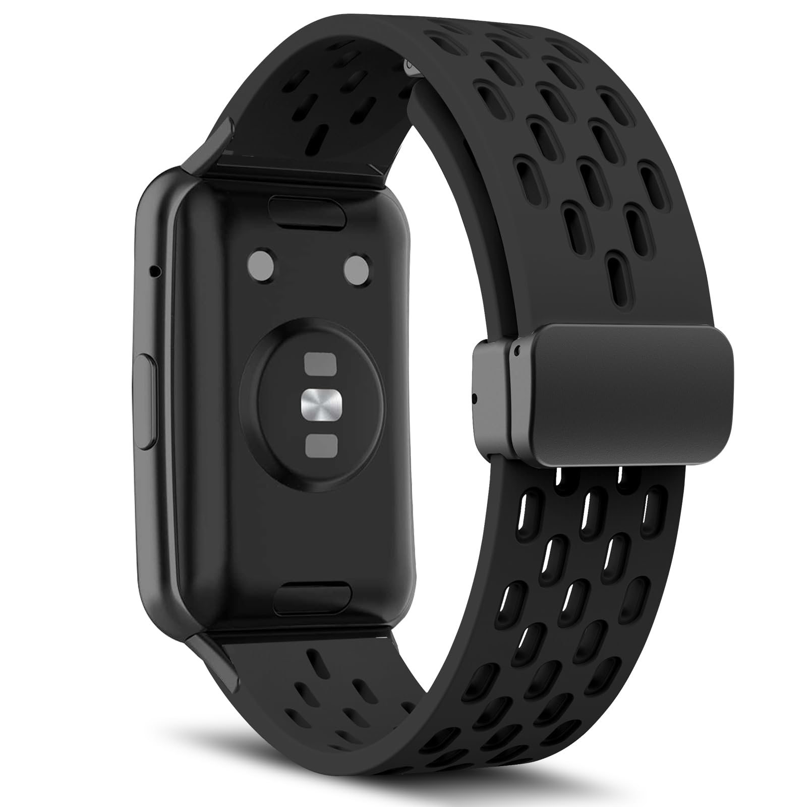 MaEiol Strap Compatible with Huawei Watch Fit Soft Breathable Magnetic Buckle Silicone Watch Bands Replacement Straps for Unisex - Black