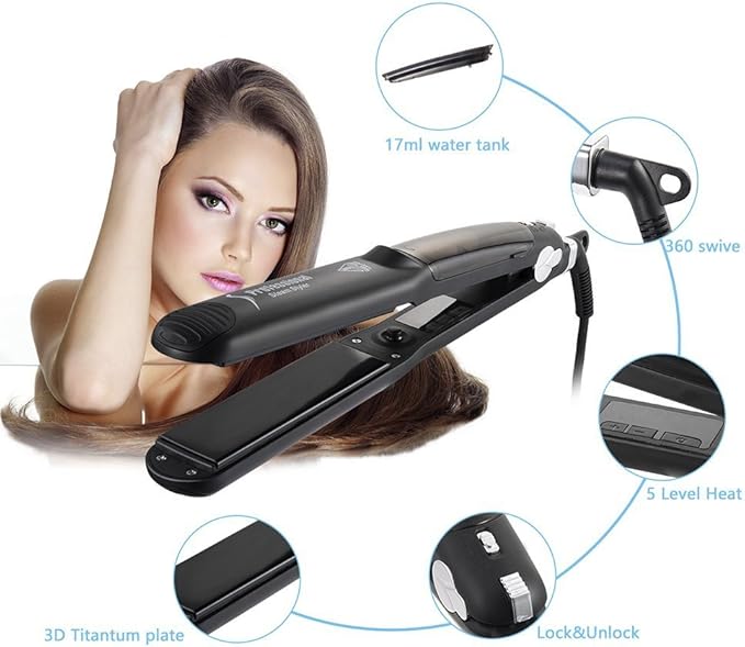 Steam Straighteners For Hair Innolv Salon Professional Steam Hair Straightener Vapor Flat Iron Spray Dual Voltage Ceramic Coated Plate 360 Swivel Cord 5 Modes For Dry Wet Hair Etl Approval Amazon Co Uk Beauty
