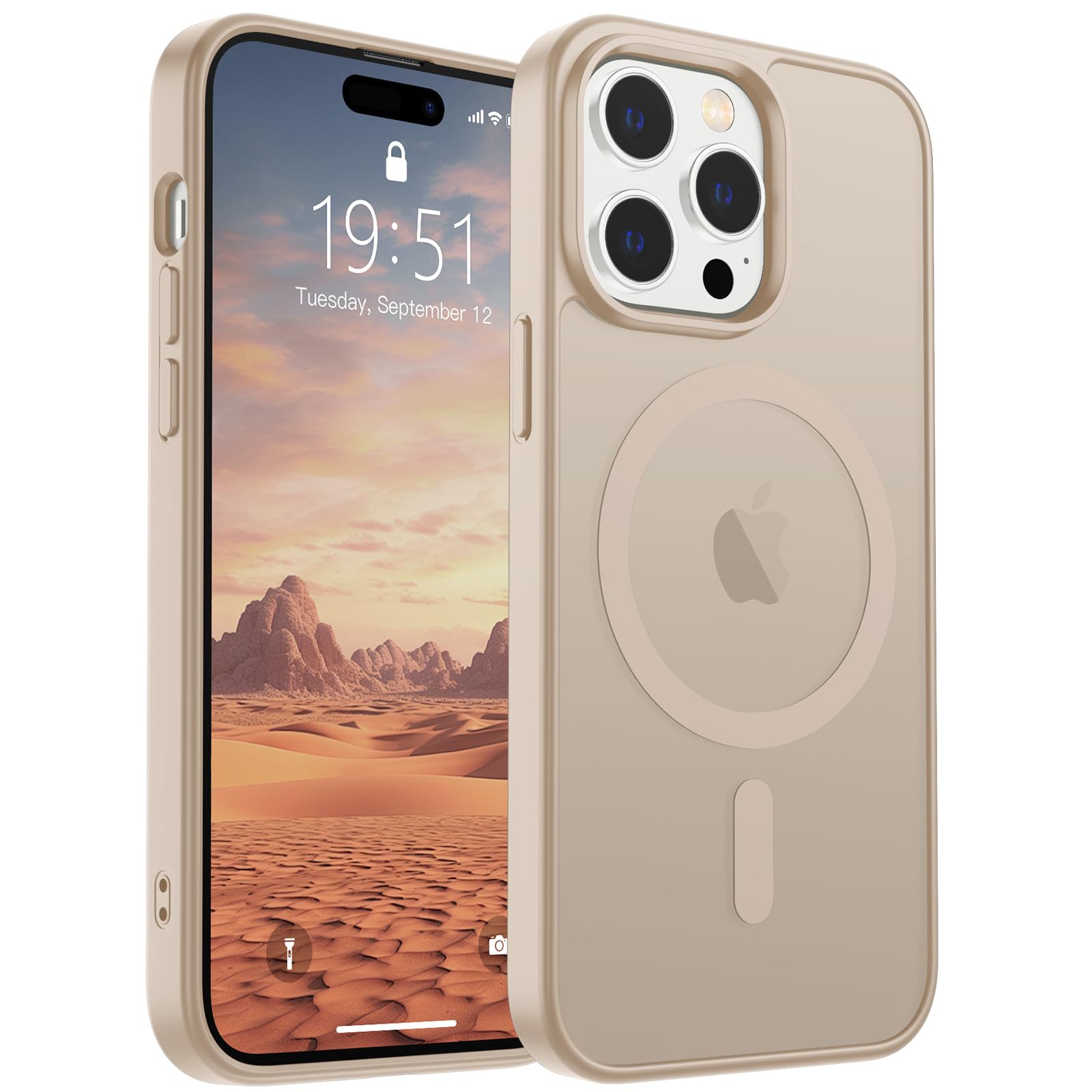 Photo 1 of SUPFINE Magnetic for iPhone 14 Pro Case(Compatible with MagSafe)(Military Grade Drop Protection) Slim Translucent Matte Shockproof with Anti-Fingerprint Phone Case,Desert Gold