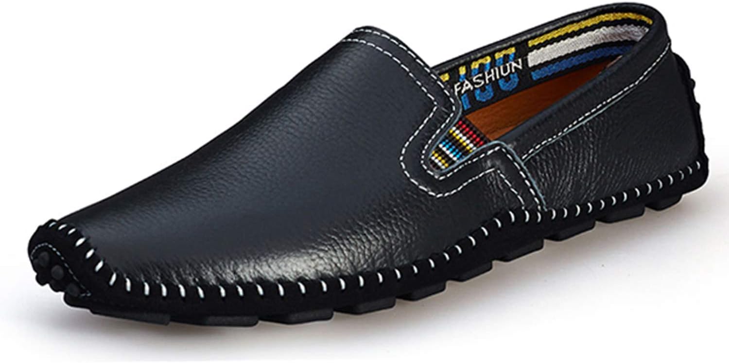 Lapens Men's Casual Loafers Genuine Leather Breathable Fashion Slip On Driving Shoes