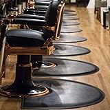 Salon mats for Hair Stylist 4′x3′ Barber Shop Salon Chair Mats - Black Semi Circle Anti-Fatigue Floor Mat for Chair - 1/2" Th