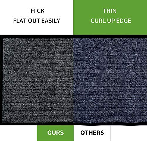Indoor Outdoor Doormat Heavy Duty Front Door Mat Non Slip Rubber Backing Floor Mat Entrance Door Rug Welcome Mats for Shoe Scraper (17" x 30", Gray-2 Pack)