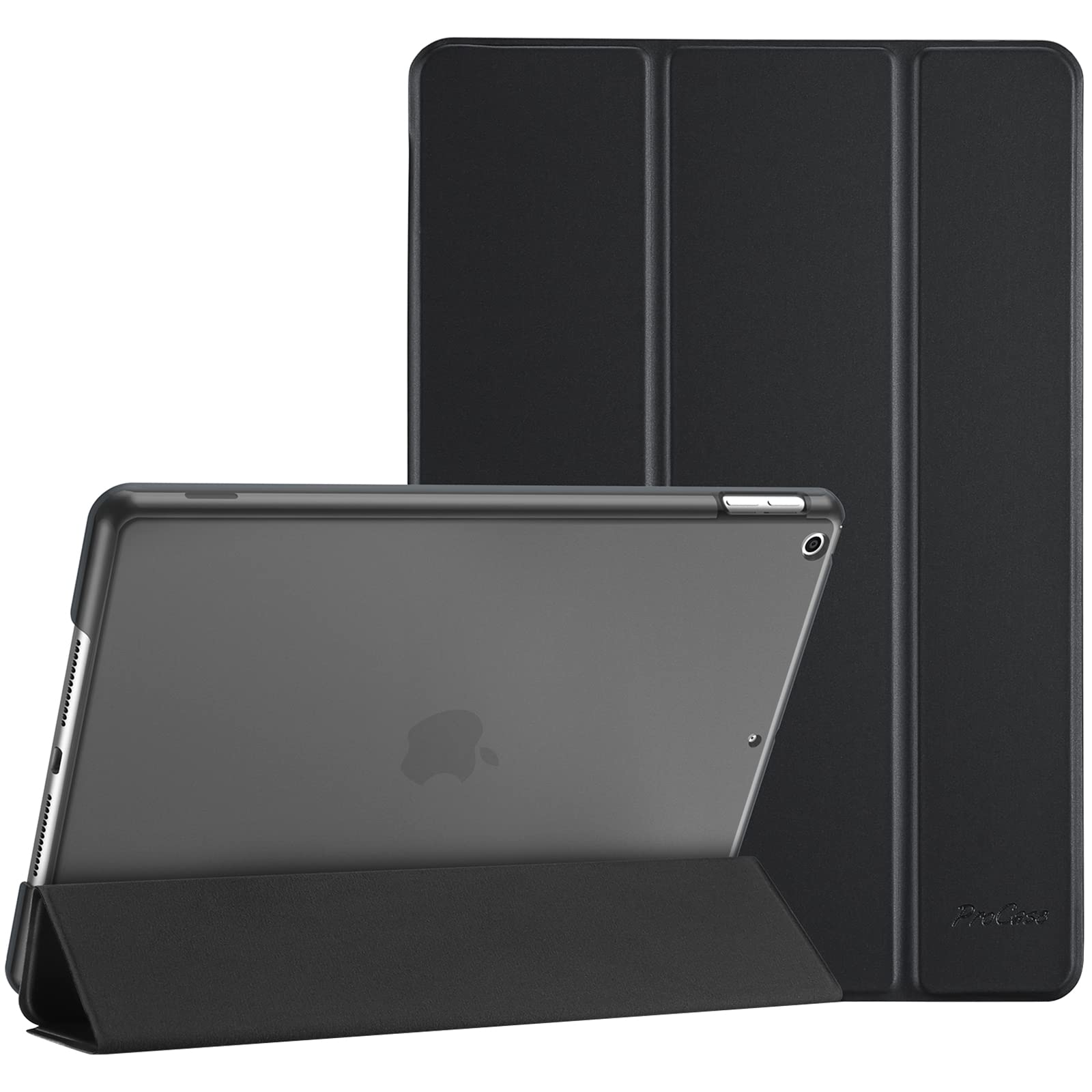 ProCase for iPad 9th/ 8th/ 7th Generation Case 10.2 Inch (2021/2020/2019 Release), 10.2 iPad Case 9th/ 8th/ 7th Gen Cover, Slim Smart Cover with Translucent Hard Shell Back -Shadowblack — image 1