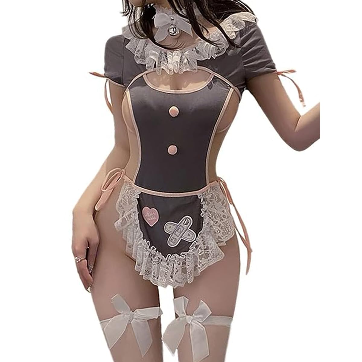 SNOMYRS Maid Outfit Anime Cosplay Costume Japanese Sweet Apron Fancy Kawaii Lace Up Easter Bodysuit Valentine's Day Lingerie