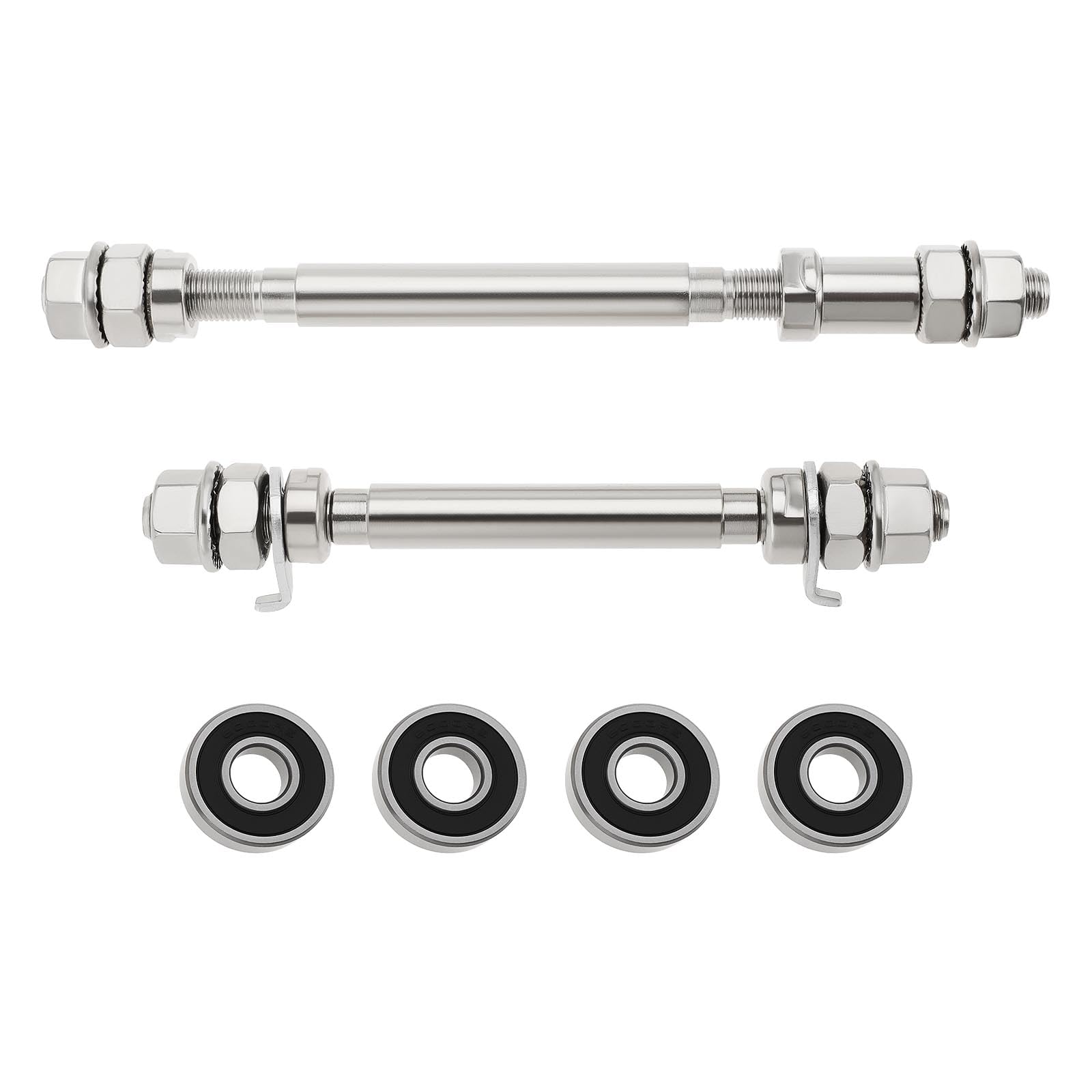 Create idea Durable Metal Wheel Hub Axle Set 140mm Front and 180mm Rear Mountain Bike Wheel Hub Axle with 4 Bearings Bicycle Spindle Shift Shaft Lever