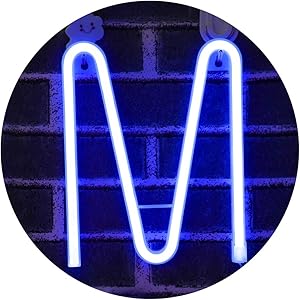 Light Up Letters for Wall Decor, Neon Letter Lights Alphabet Words Signs Xmas Lamp for Kids Teen Girls Bedroom Decor -blue Letter M