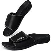 ERGOfoot Slide Sandals with Arch Support, Comfortable Plantar Fasciitis Feet Walking Sandal, Orthopedic Sandals with Adjustable Straps, Foot Pain Relief