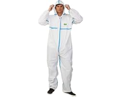 Raygard 30223 Disposable Chemical Protective Coverall Microporous Suit Taped Sealed Seams with Hood, Elastic Wrist, Ankles an