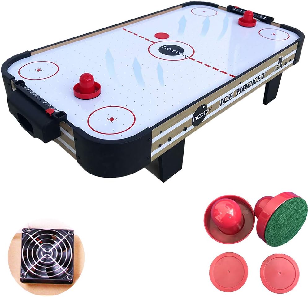 haxTON Air Hockey Table Accessories Sets with 4 Size Pucks and 2 Plastic Lightweight Goalies Replacement Accessories for Air Hockey Game Tables (Mini air Hockey Table) …