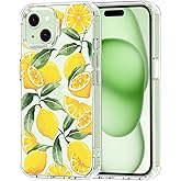 MOSNOVO Case for iPhone 15, [Buffertech 6.6ft Military-Grade Drop Protection] [Anti Peel Off Tech] Clear TPU Bumper Phone Case Cover Design - Lemon