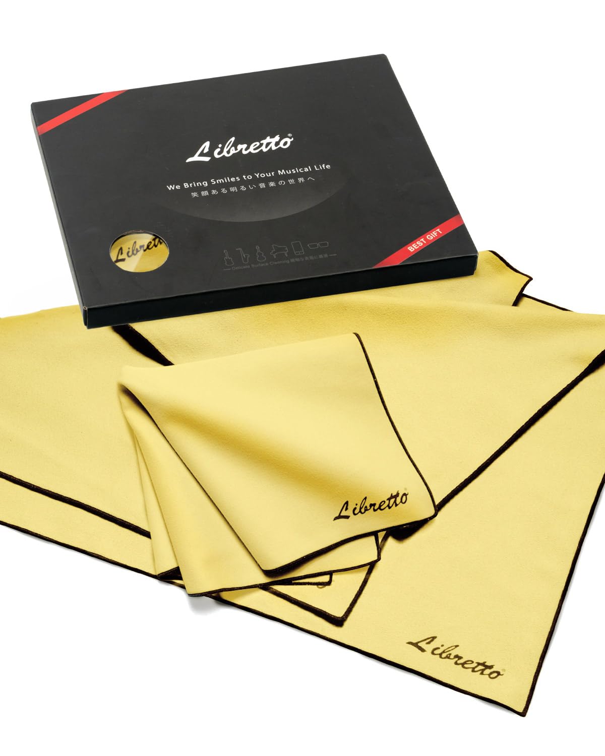 Photo 1 of Libretto Microfiber Polish Cloth for Musical Instrument, 3 Sizes in 1 Pack, Violin and Cello Cleaning Product, Yellow, Lint-Free, Super Soft, Gift, for Piano, Guitar, Trumpet, Saxophone, Laptop.