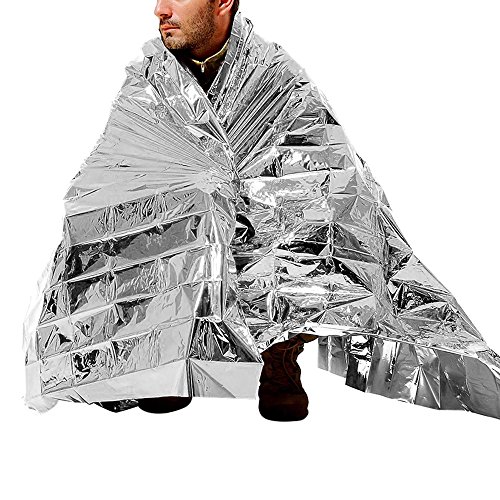 SUPOW® Foldable Emergency Blanket, 210X140cm Silver Rescue Solar