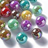DanLingJewelry 220Pcs 16mm AB Color Opaque Round Spacer Beads Acrylic Bubblegum Beads for Jewelry Bracelet Making DIY Crafts