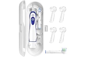 ARRITZ Electric Toothbrush Travel Case for Oral-B/Philips Sonicare Electric Toothbrush Case with 4PACK Head Covers Caps (White)