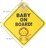 kuou 2 Pcs Baby on Board Car Sticker Sign with Suction Cups Yellow view 3