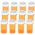 Plastic Medicine Pill Bottles with Child Resistant Caps - Push Down and Turn - Prescription Vial, Medicine Container, Pill Cases Dispenser Organizers (12pcs, 8 Dram)