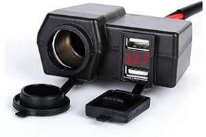 TOTMOX USB Cigarette Lighter Waterproof Power Port Outlet Socket Kit For Motorcycle 12V
