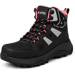 Blapek Women's Steel Toe Work Boots Kevlar Puncture Proof Midsole | Lightweight Slip Resistant Safety Shoes for Women with Br