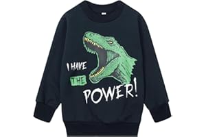 POPSHION Toddler Boys Sweatshirts Dinosaur Long Sleeve Pullover Crewneck Shirts Cartoon Tee Sport Tops for Kids 1-8T