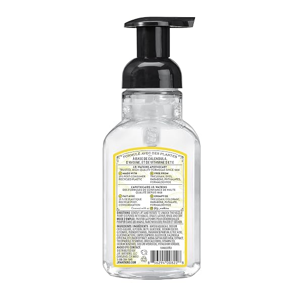 J.R. WATKINS FOAMING HAND SOAP FOR BATHROOM OR KITCHEN, SCENTED, CRUELTY FREE, 9 FL OZ, LEMON, 3 PACK