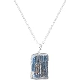 Raw Crystal Necklace, Blue kyanite Rough Stone Necklace, Dainty Stone Pendant, Healing Crystals Healing Stone Pendant for Beauty Jewelry Gift Gemstone Size 15-20 mm Approx (Silver-Plating)