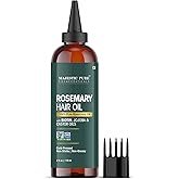 Majestic Pure 100% Pure Rosemary Oil with Applicator for Hair Care, Strengthening, Nourishing, and Volumizing Formula with Jo