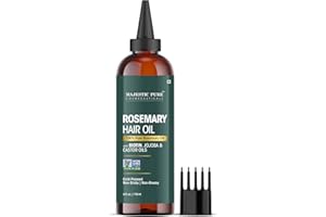 Majestic Pure 100% Pure Rosemary Oil for Hair Growth - Strengthening, Nourishing, Volumizing - Infused with Biotin Oil, Jojoba Oil & Castor Oil - Non GMO Verified - 4 Fl Oz - With Applicator