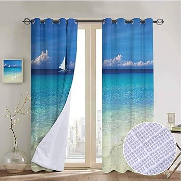 Amazon Com Vanfanhome Exotic Seashore View Window Curtain Drape