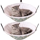 SHENGOCASE 2-Pack Cat Hammock Lounge Cat Hanging Bed for Cage Kennel Chair with Metal Frame, Adjustable Straps (Cyan)