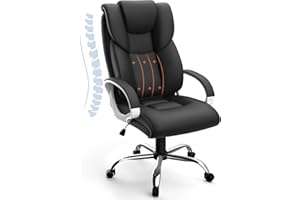 AYEASY Office Chair, Ergonomic Home Office Chairs Heavy Duty Leather Executive Chair, Big and Tall Office Chairs High Back Computer Gaming Chair with Arm Padded, with 360 Degree Swivel Wheels, Black
