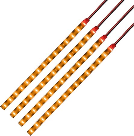 Amazon Led テープライト 正面発光 12v車用 切断可能 両面テープ 30cm 15連 防水 4本セット001 イエロー Ledテープ 車 バイク