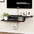 ChooChoo Floating TV Unit, Wall Mount Entertainment Center Media Console for Living Room, Bedroom, Black