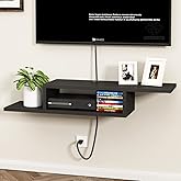 ChooChoo Floating TV Unit, Wall Mount Entertainment Center Media Console for Living Room, Bedroom, Black