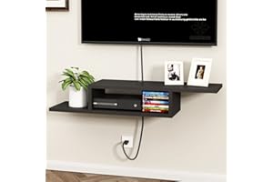 ChooChoo Floating TV Unit, Wall Mount Entertainment Center Media Console for Living Room, Bedroom, Black