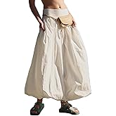 NUFIWI Women Y2k Bubble Maxi Skirt Low Elastic Waist A Line Long Skirt Summer Casual Ruffle Pleated Midi Dress