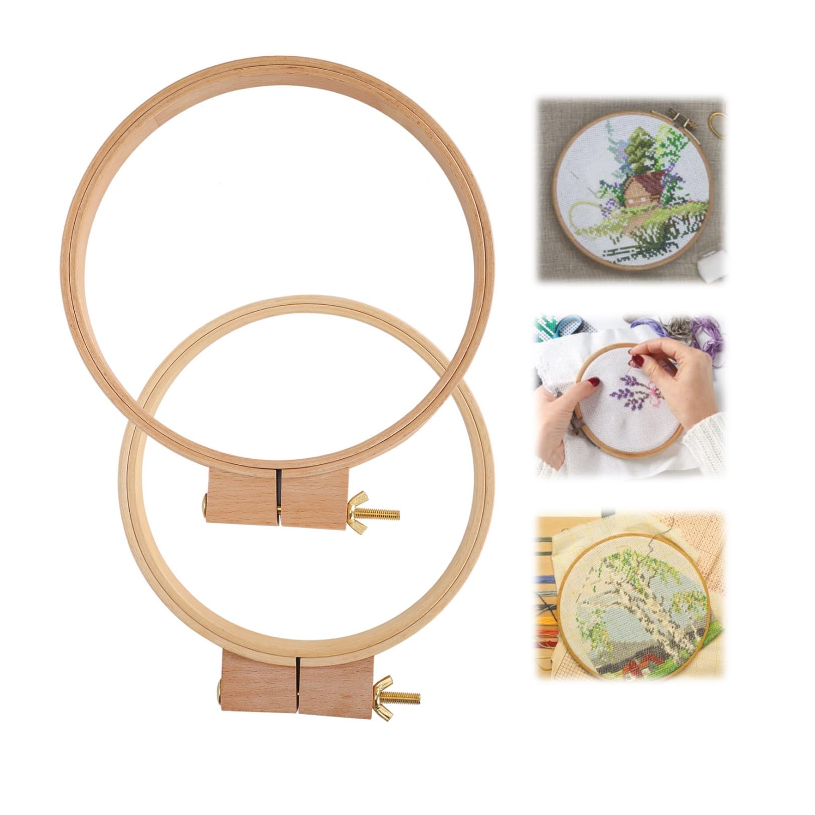 Quilting Hoop,7.5 X 0.8 Inch Oval Embroidery Hoops Ellipse Cross Stitch Hoop Wood Embroidery Hoop Frame Wide Wooden Circle Cross Stitch Hoop DIY Cross Stitch Ring Craft Desktop