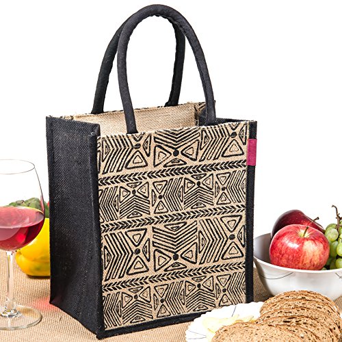 h&b men's jute multicolour lunch bag