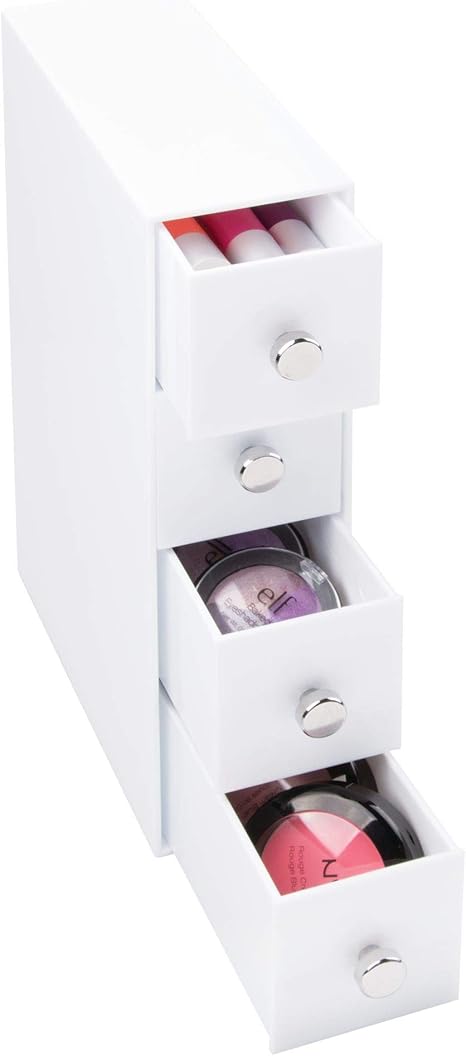 Idesign 4 Drawer Plastic Vanity Organizer Compact Narrow Storage