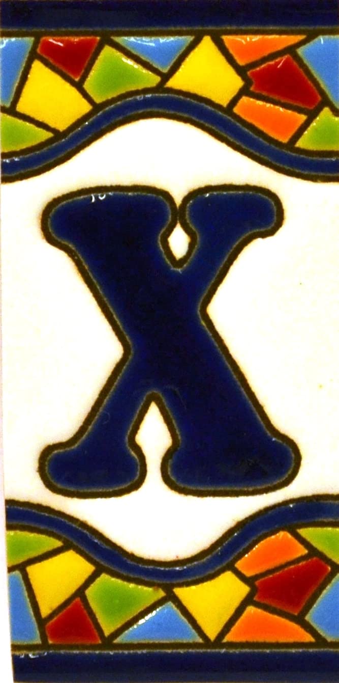 House letters 3 inch. Handpainted house letter tiles for signs, addresses and names. Address numbers for houses. House address numbers and letters. Design Design MOSAICO MINI 2,87" x 1,38" (LETTER X)
