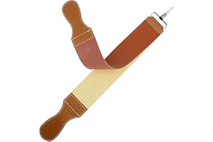 Grandslam Leather Strop for Straight Razor Sharpening and Smooth - Professional Straight Razor Knife Cowhide and Canvas Dual Strop Brown