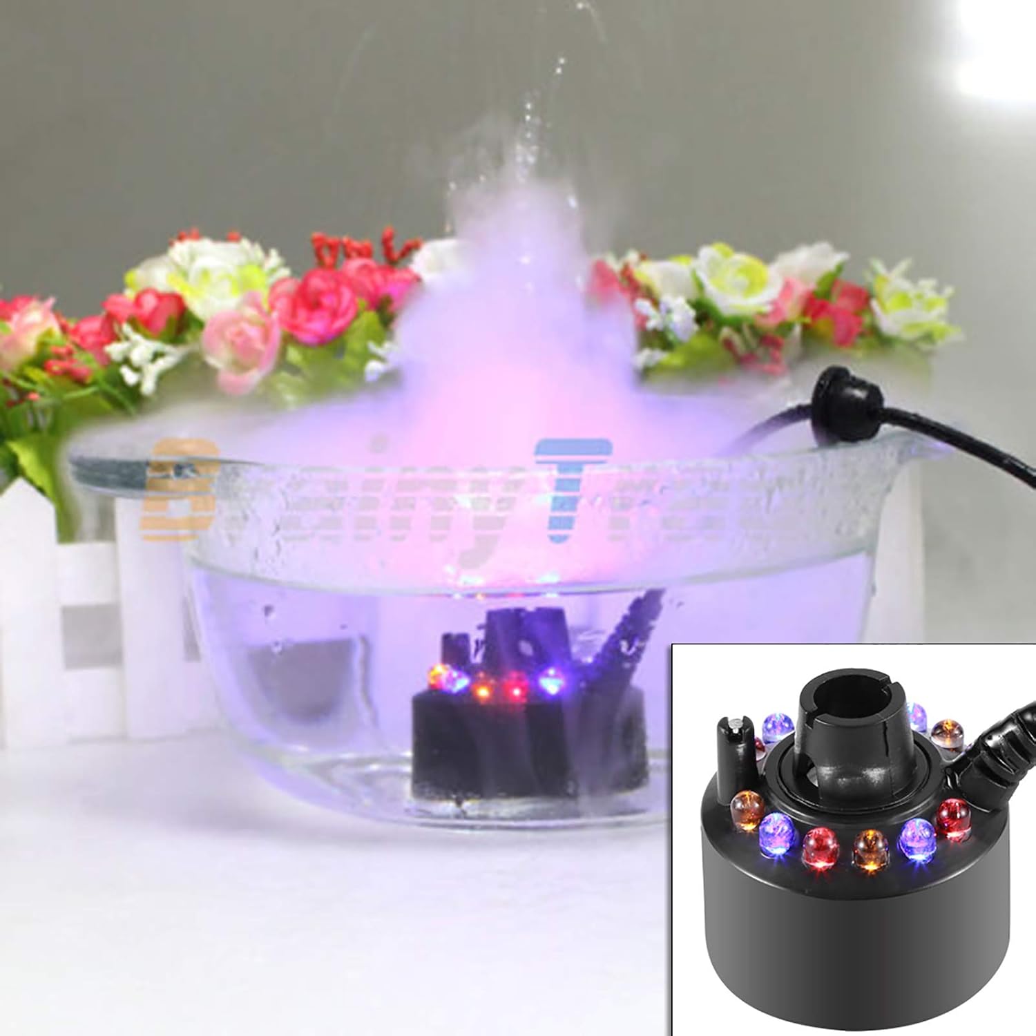 12 LED Atomizing Slice Freshen Air Fountain Mist Maker Mist Maker Self
