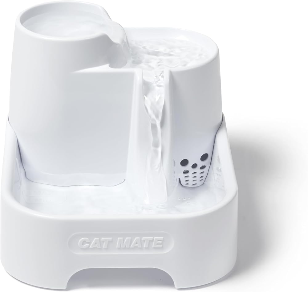 Cat Mate Multi-Level Pet Fountain 2 Litre Quiet Hydration White