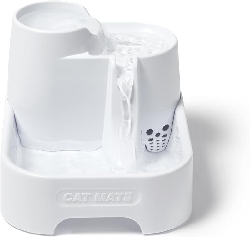 Cat Mate Multi-Level Pet Fountain 2 Litre Quiet Hydration White