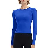 SUUKSESS Women Seamless Workout Long Sleeve Shirts Gym Athletic Running Yoga Tops