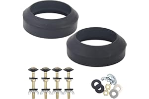HYIJIAQI Universal Toilet Tank to Bowl Gaskets Repair kit with 2 Pcs Gasket and 4 Sets Hardware Brass Plated Heavy Duty Rustproof Bolt Kits Fits Most 3-Inch 3.5-Inch Flush Valve Opening Toilet Tanks