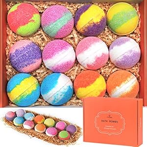 TTRWIN Bath Bombs, 12 Organic & Natural Handcrafted Bubble Bath Gift Set