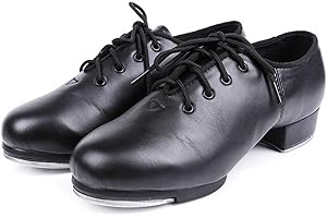 DADAWEN Kids' Girls' Boys' Lace Up Black Tap Shoes Jazz Dance Shoes