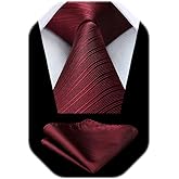 HISDERN Mens Ties Striped Ties for Men Formal Tie and Pocket Square Set Necktie for Wedding Business Graduation