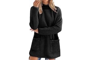 BAOQIN Turtle Neck Sweatshirt for Women | Long Sleeve Soft Sweatshirts, Solid Color Fuzzy Sweater, Fall Oversized Fleece Tops
